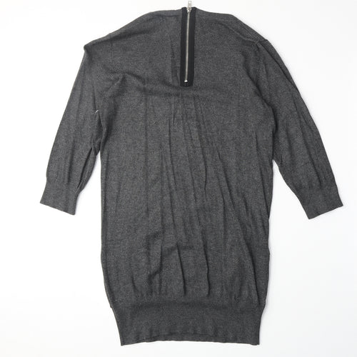 Internacionale Womens Grey Scoop Neck Viscose Pullover Jumper Size 12