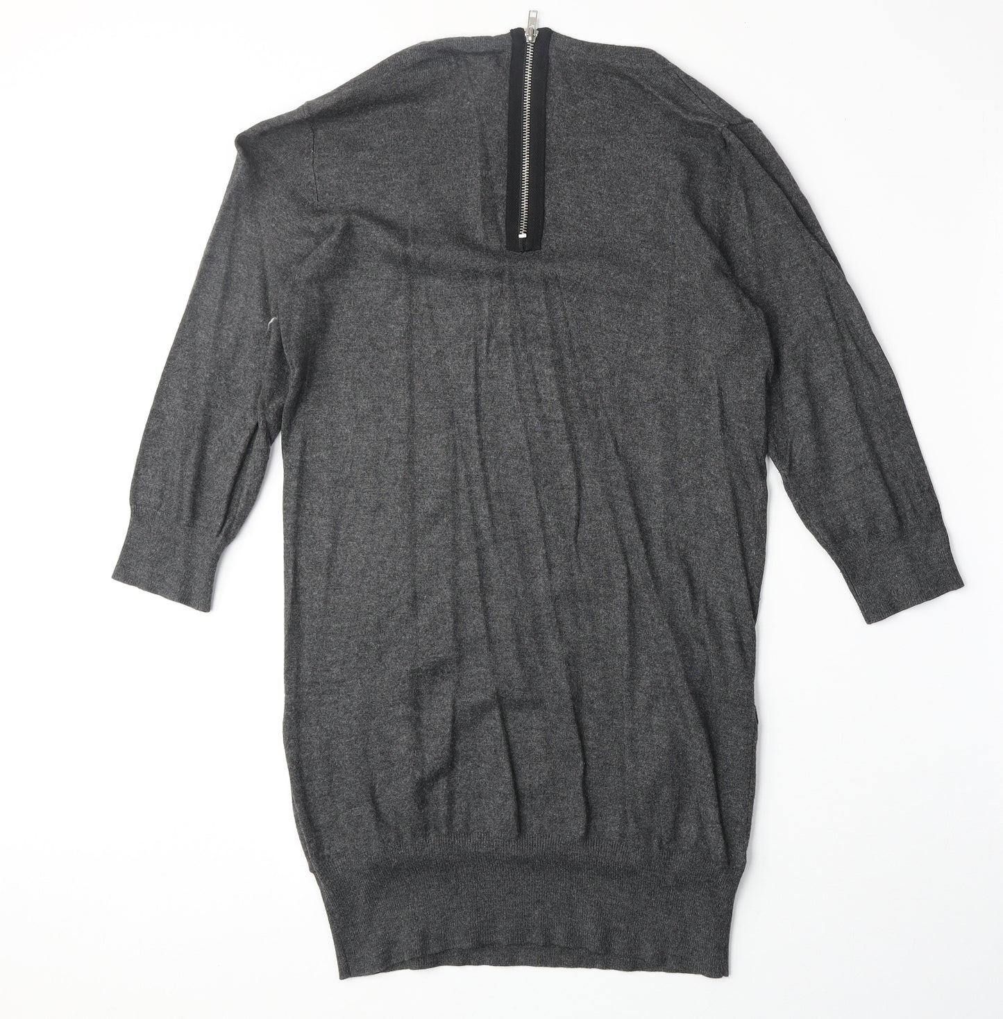 Internacionale Womens Grey Scoop Neck Viscose Pullover Jumper Size 12