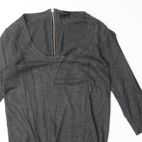 Internacionale Womens Grey Scoop Neck Viscose Pullover Jumper Size 12
