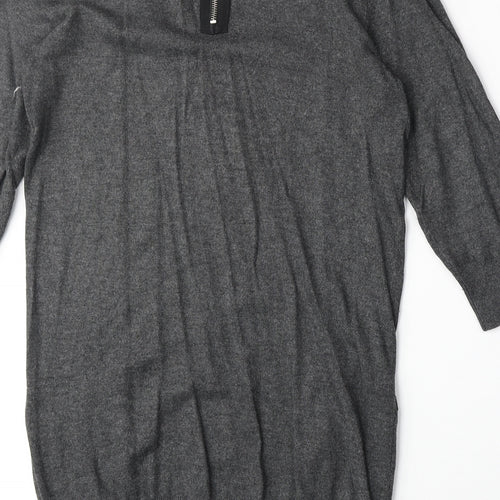 Internacionale Womens Grey Scoop Neck Viscose Pullover Jumper Size 12