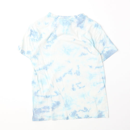 H&M Boys Blue Geometric 100% Cotton Basic T-Shirt Size 8-9 Years Round Neck Pullover - California Dream Squad