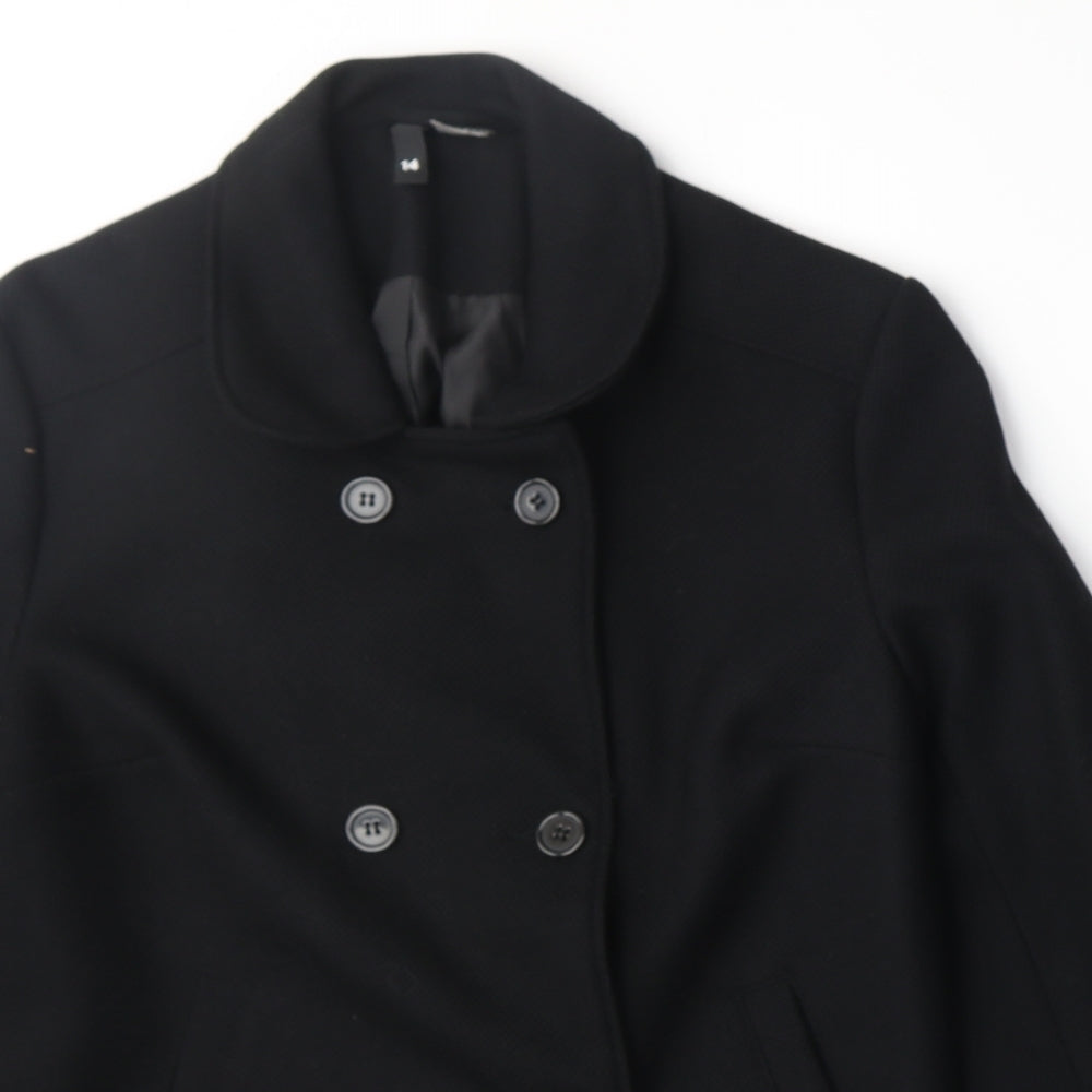 Divided by H&M Womens Black Pea Coat Coat Size 14 Button