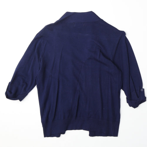 Arista Womens Blue V-Neck Viscose Cardigan Jumper Size S