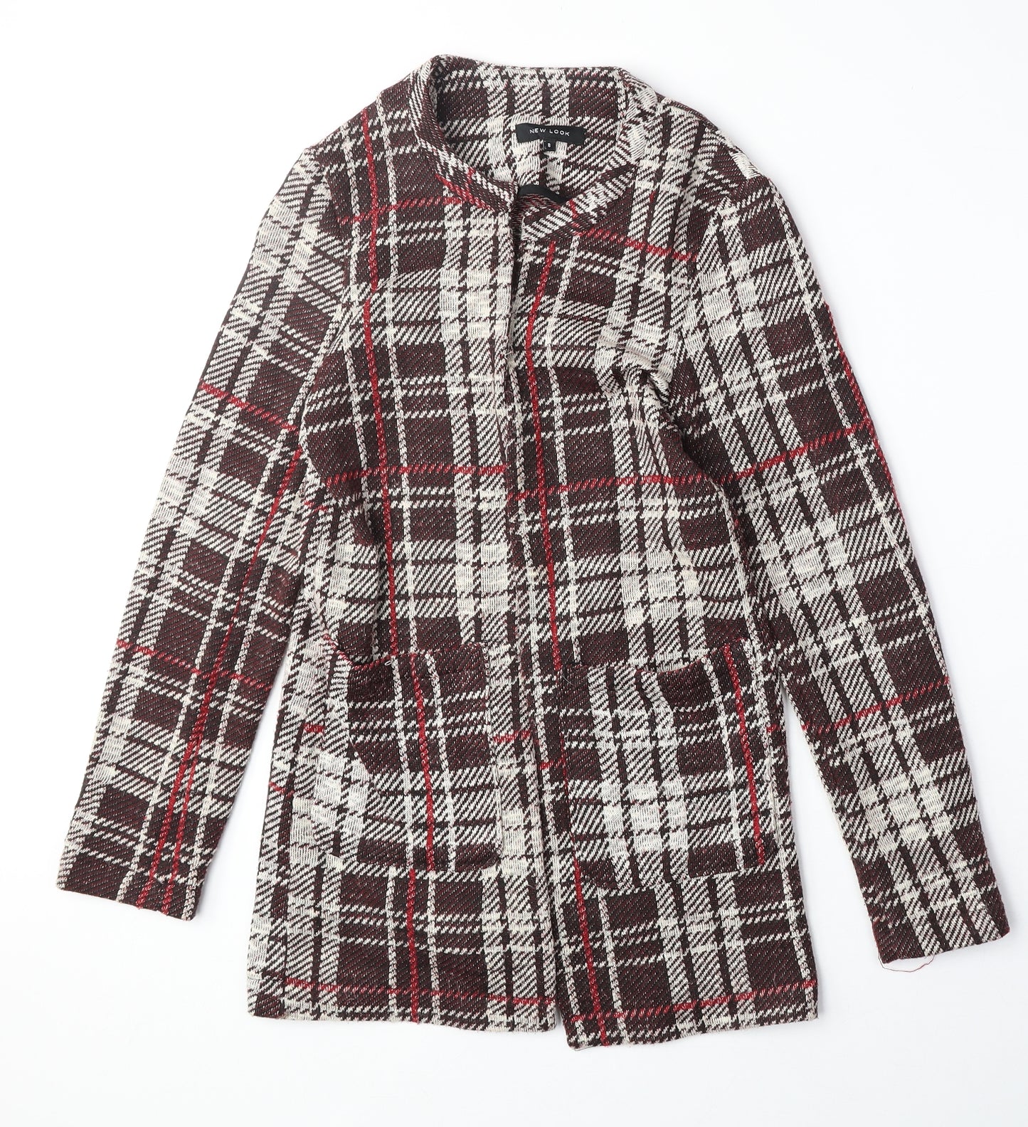 New Look Womens Brown Plaid Overcoat Coat Size 8