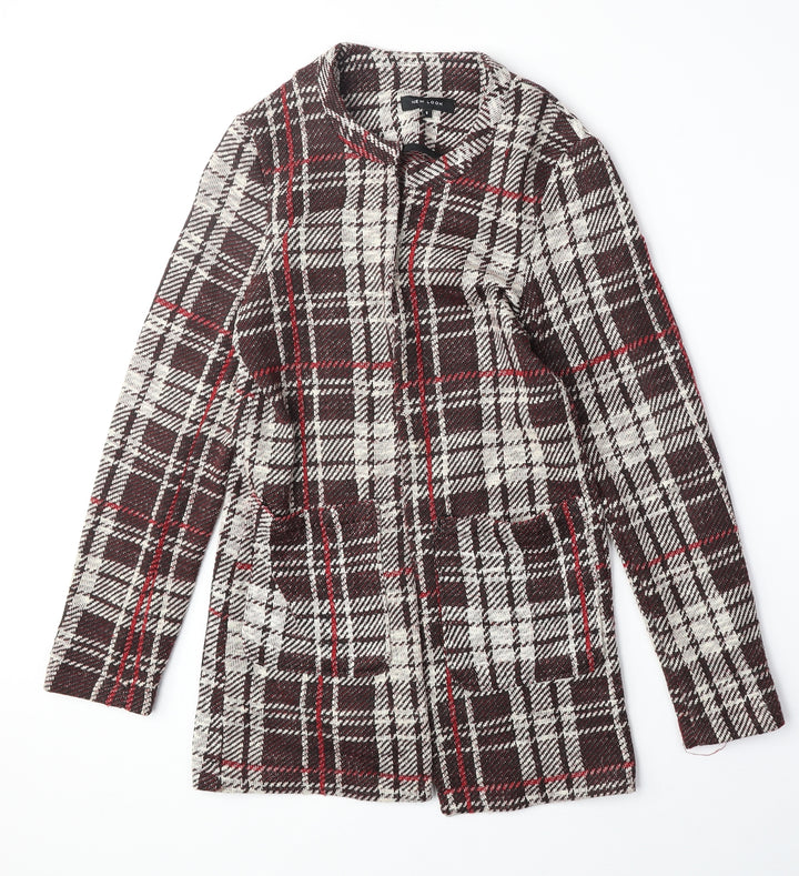 New Look Womens Brown Plaid Overcoat Coat Size 8