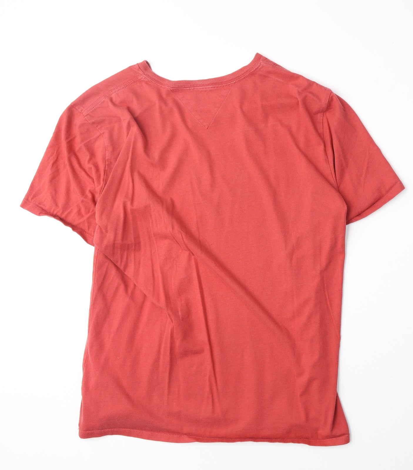 Tommy Hilfiger Mens Red Cotton T-Shirt Size L V-Neck