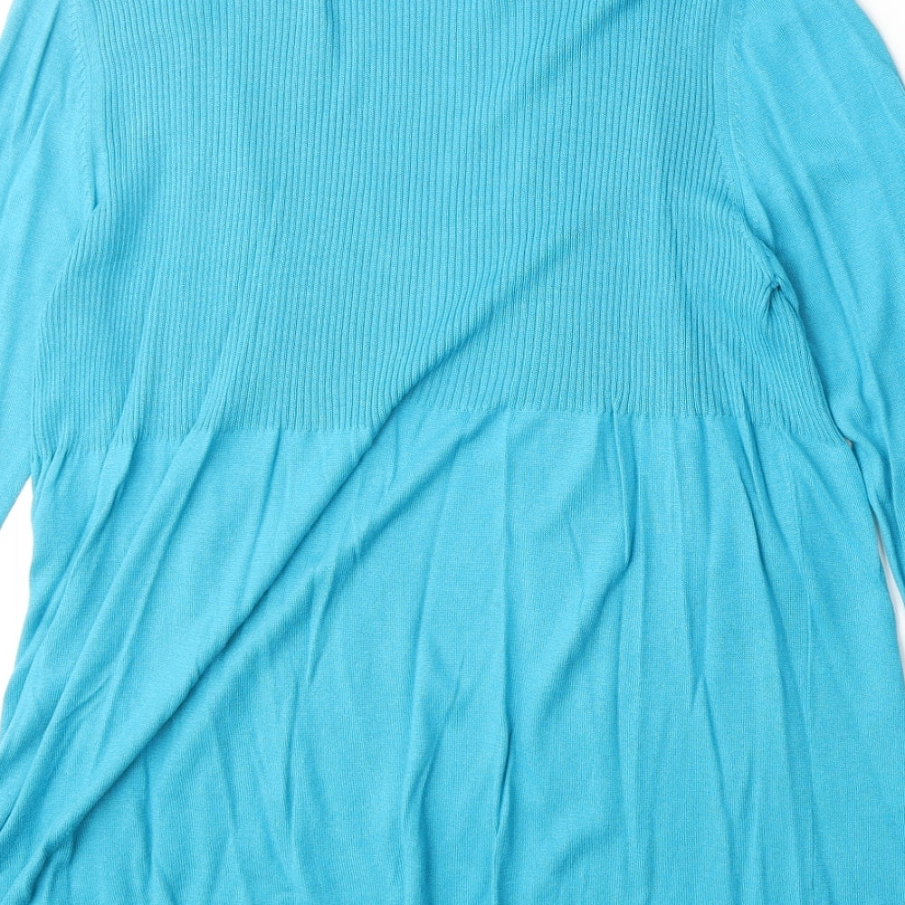 Linear Womens Blue V-Neck Viscose Cardigan Jumper Size M