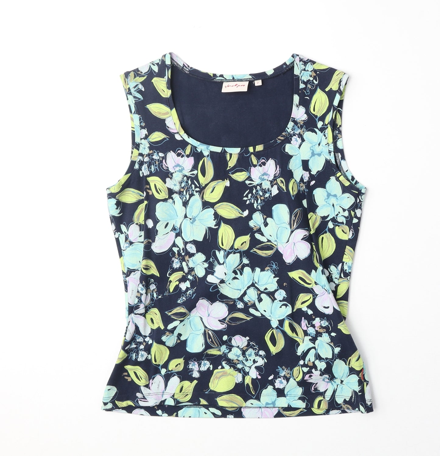 Jackpot Womens Multicoloured Floral Cotton Basic Tank Size S Scoop Neck