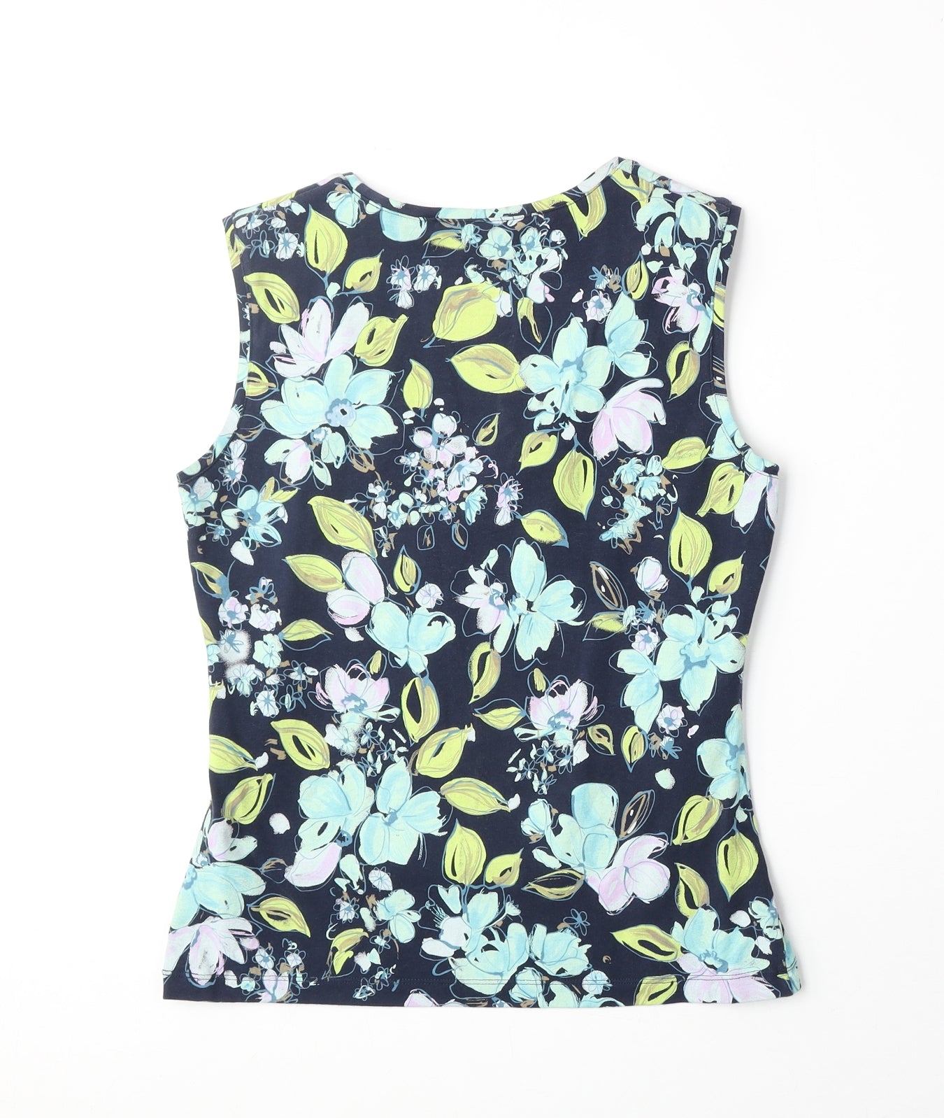 Jackpot Womens Multicoloured Floral Cotton Basic Tank Size S Scoop Neck