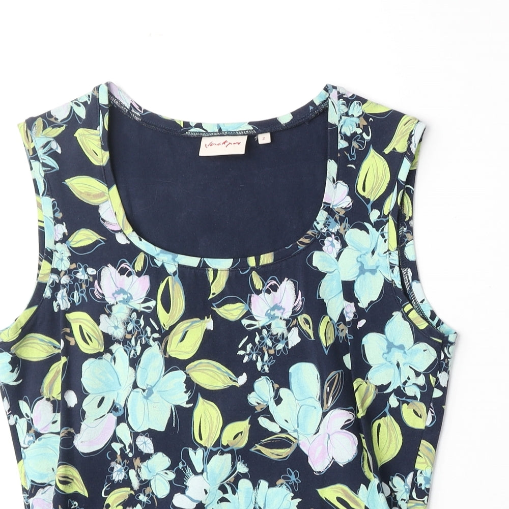 Jackpot Womens Multicoloured Floral Cotton Basic Tank Size S Scoop Neck