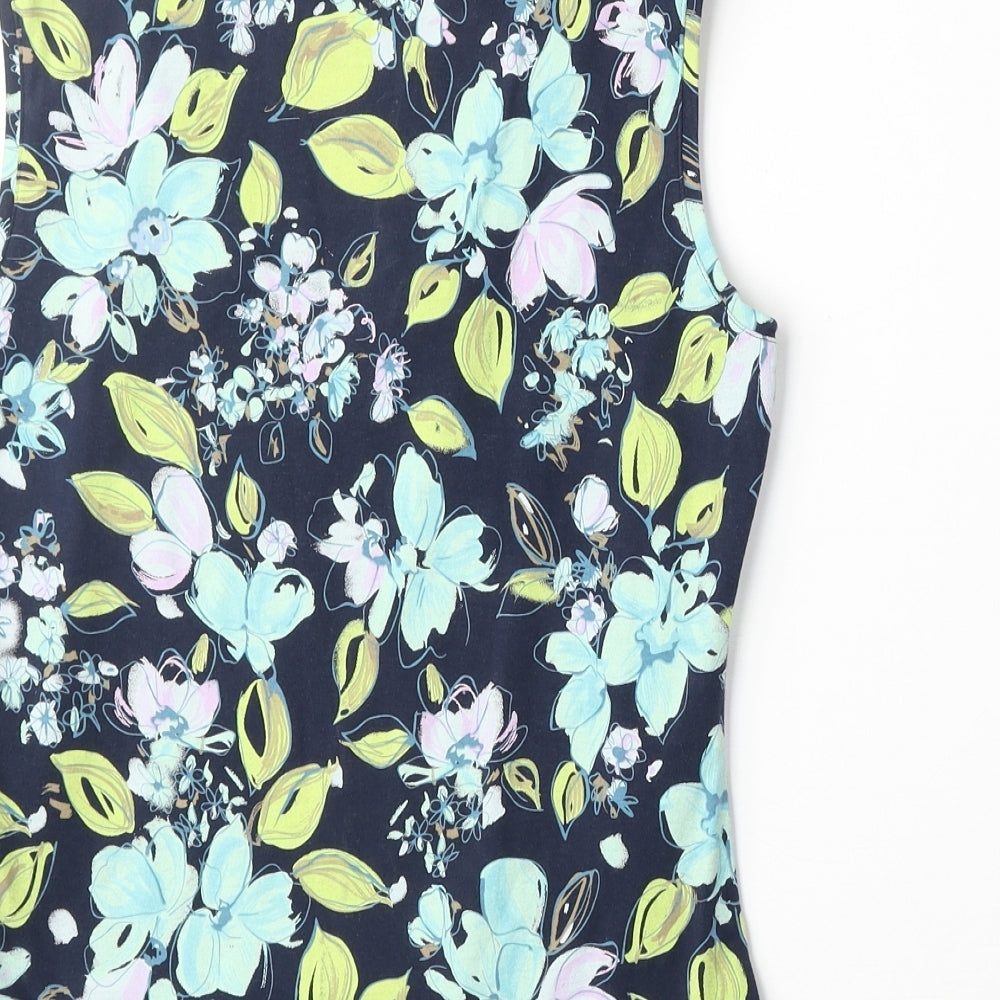 Jackpot Womens Multicoloured Floral Cotton Basic Tank Size S Scoop Neck