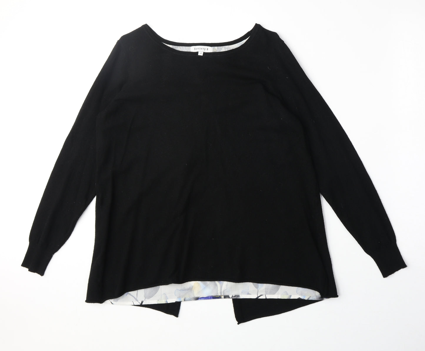 Society 8 Womens Black Boat Neck Viscose Pullover Jumper Size 12