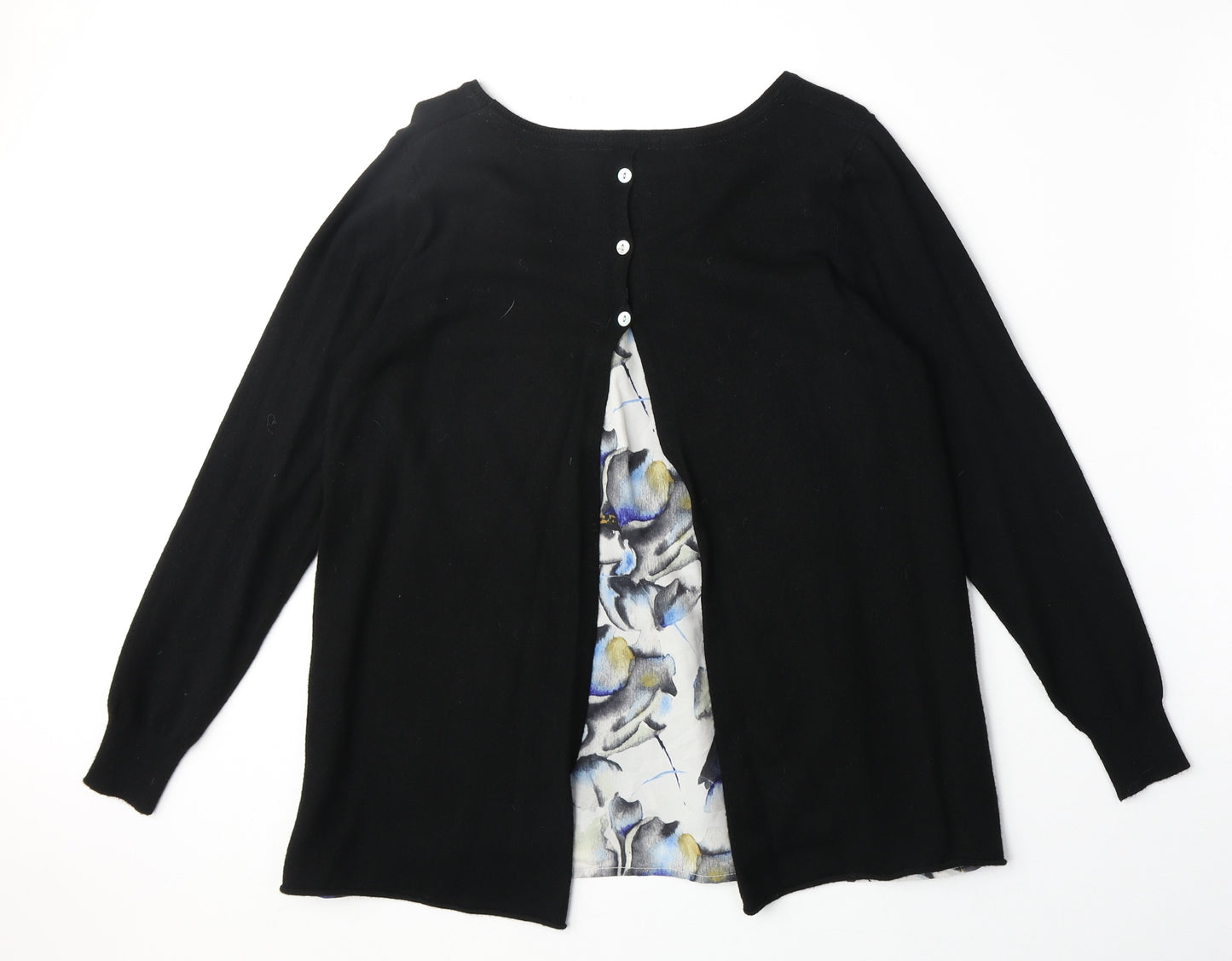 Society 8 Womens Black Boat Neck Viscose Pullover Jumper Size 12