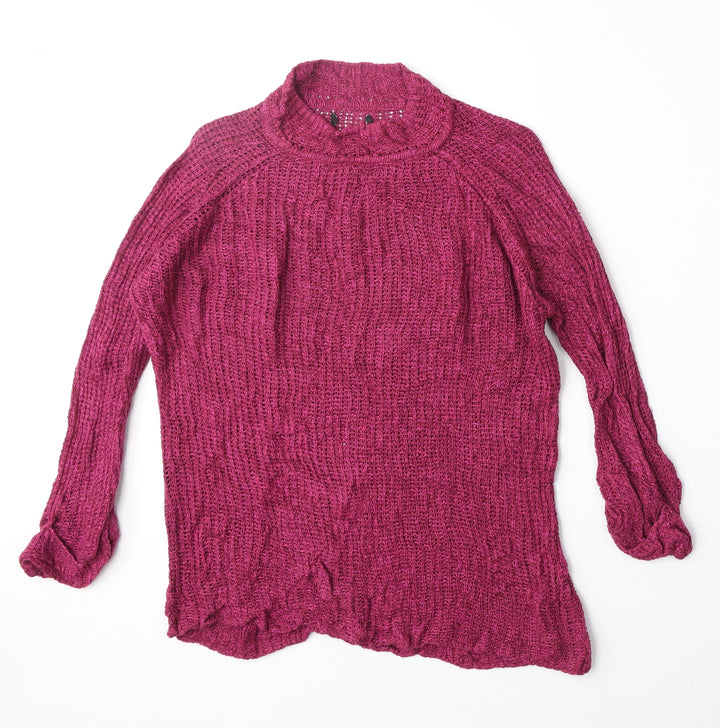 F&F Womens Purple Mock Neck Acrylic Pullover Jumper Size 8