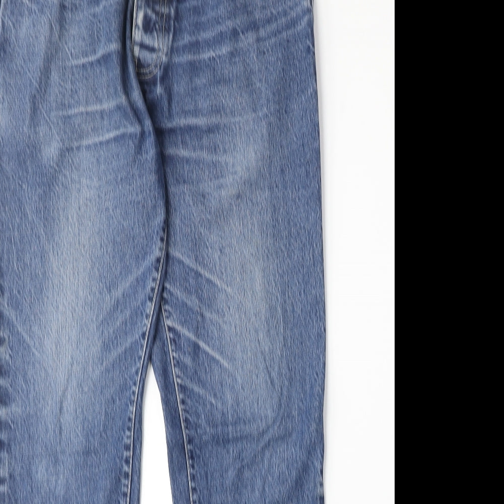 Easy Mens Blue Cotton Straight Jeans Size 34 in Slim Button