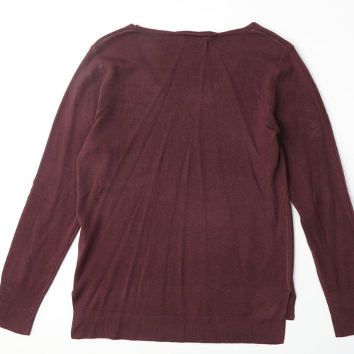 Primark Womens Red V-Neck Acrylic Pullover Jumper Size S
