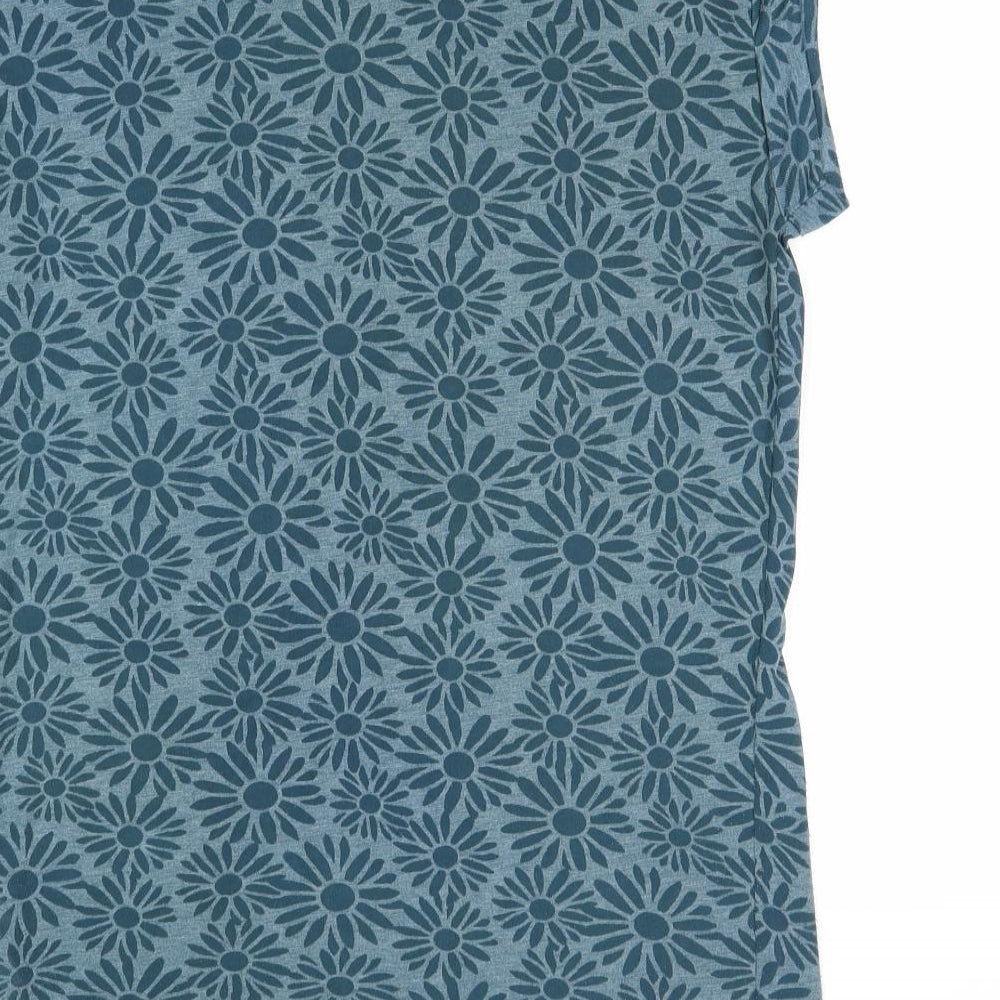 New Look Womens Blue Geometric Polyester Basic T-Shirt Size 10 Round Neck