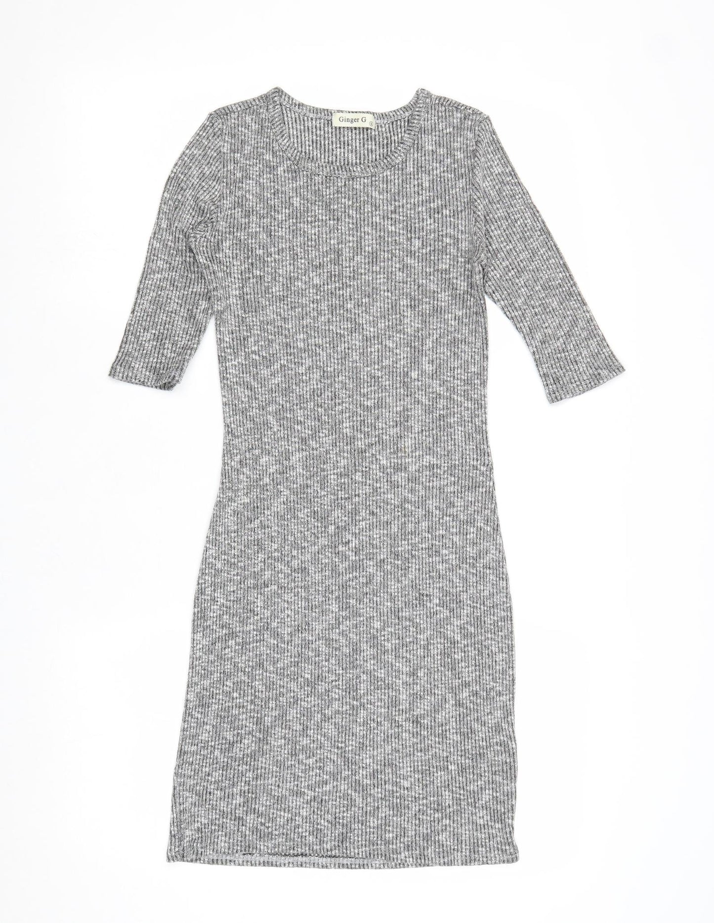 Ginger G Womens Grey Geometric Viscose Shift Size S Round Neck Pullover