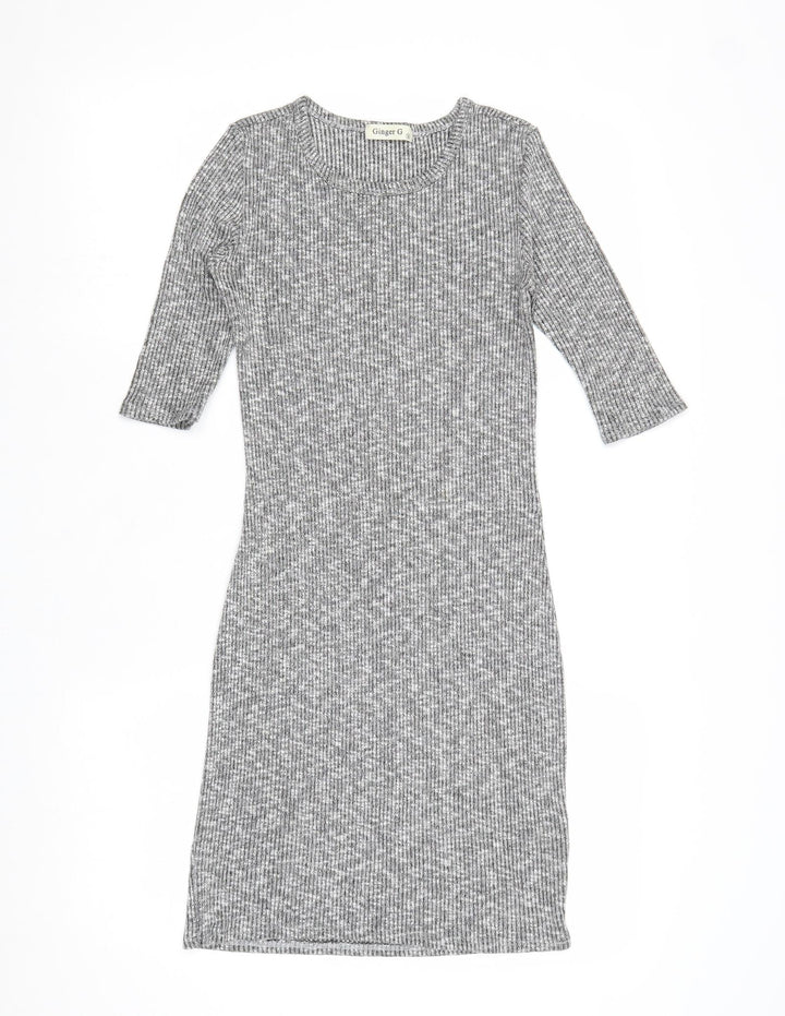 Ginger G Womens Grey Geometric Viscose Shift Size S Round Neck Pullover