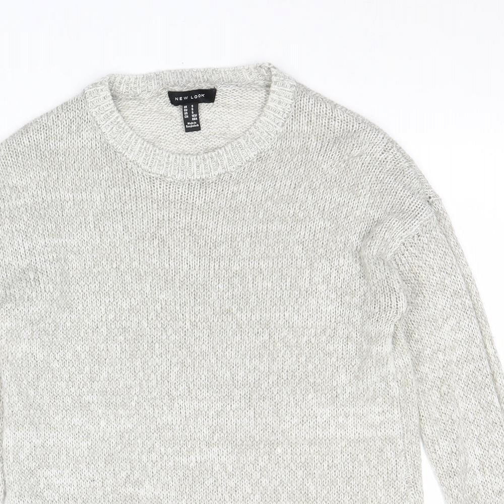 New Look Womens Beige Round Neck Acrylic Pullover Jumper Size S