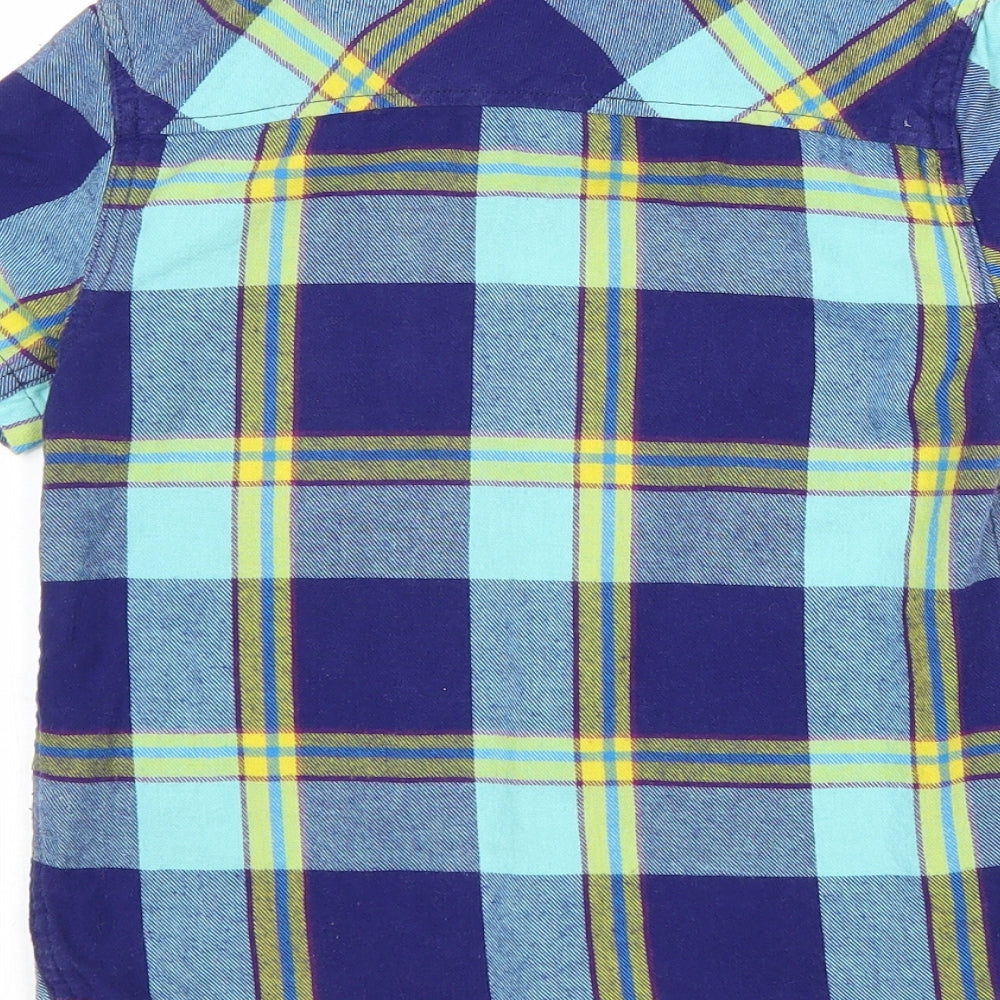 Cherokee Boys Blue Plaid 100% Cotton Basic Button-Up Size 7-8 Years Collared Button