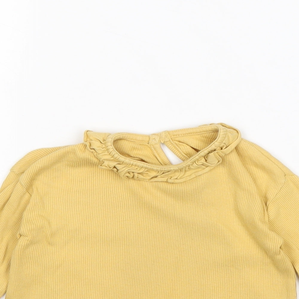 George Girls Yellow 100% Cotton Basic Blouse Size 12-18 Months Round Neck Button