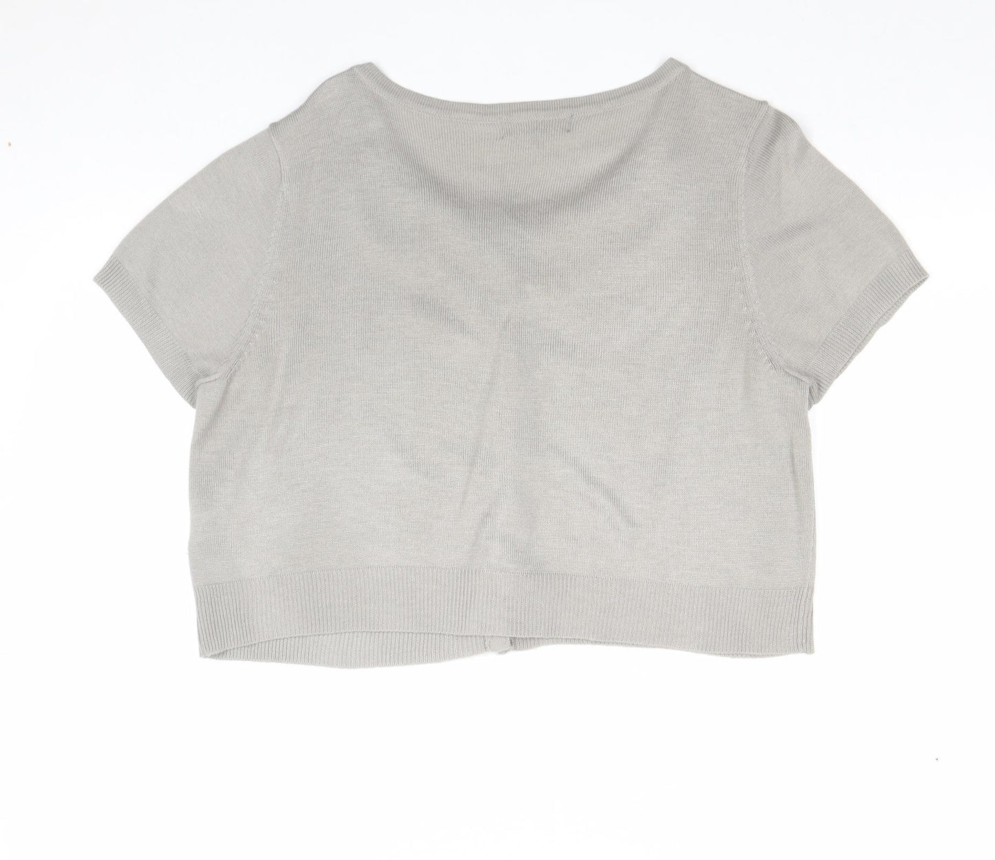E-vie Womens Grey Boat Neck Acrylic Cardigan Jumper Size 12
