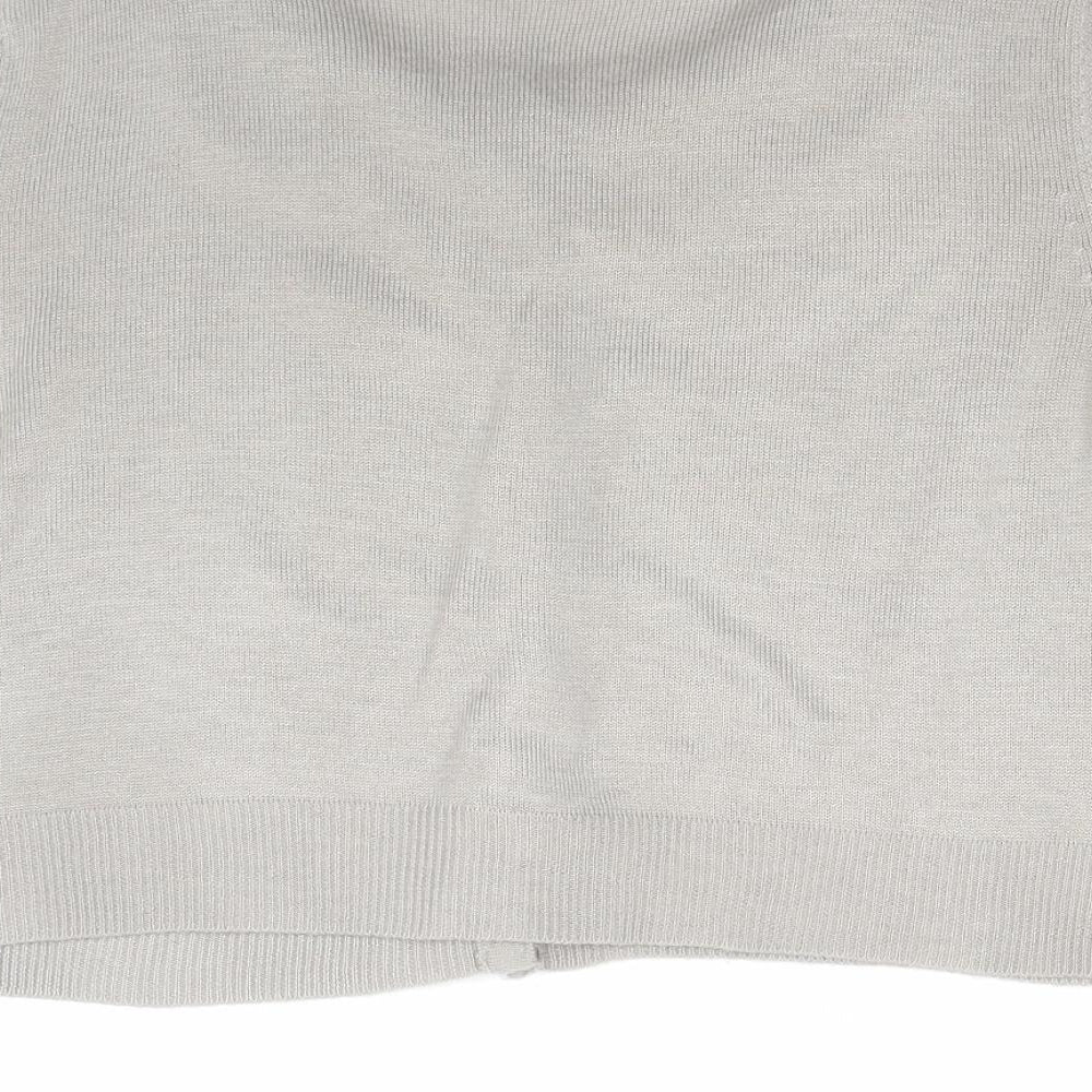 E-vie Womens Grey Boat Neck Acrylic Cardigan Jumper Size 12