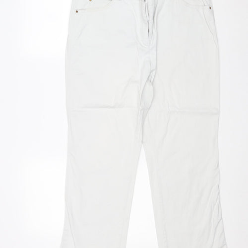 Raphaela Womens Blue Cotton Trousers Size 20 Regular Zip