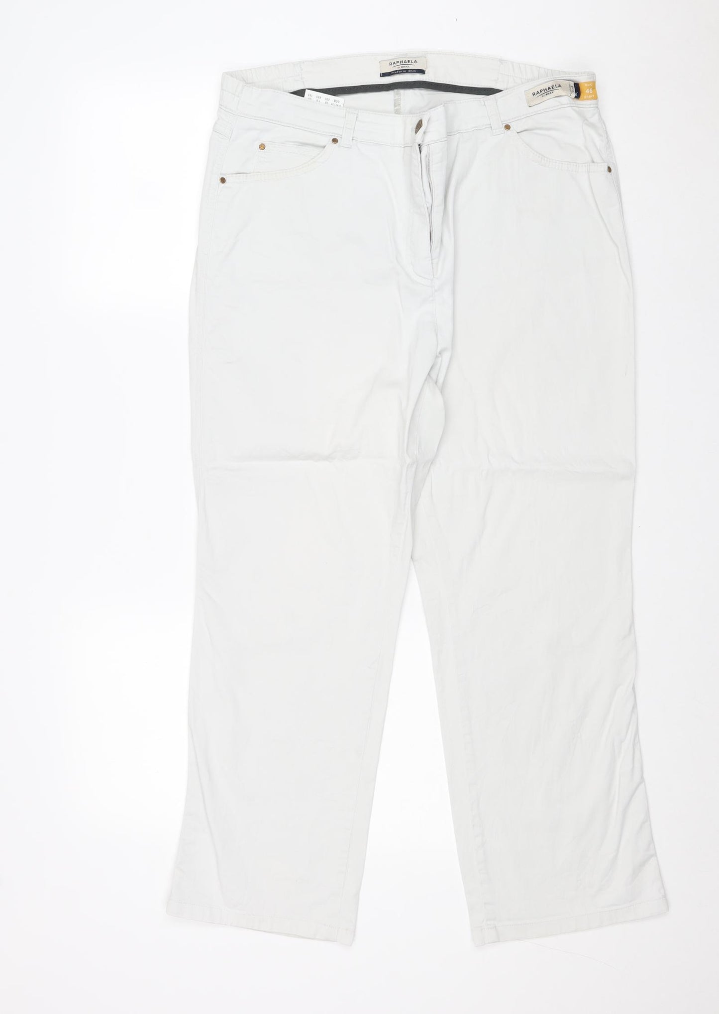 Raphaela Womens Blue Cotton Trousers Size 20 Regular Zip