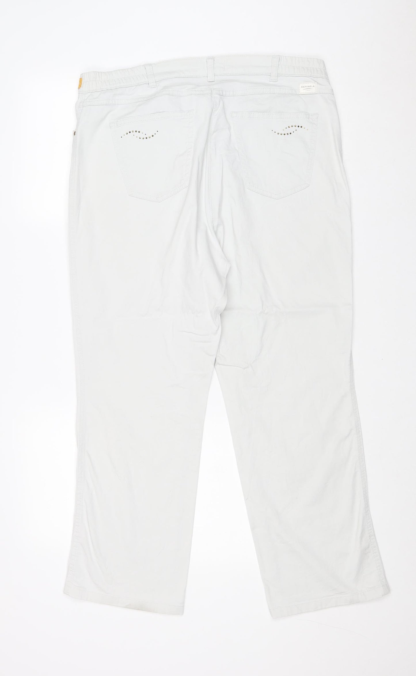 Raphaela Womens Blue Cotton Trousers Size 20 Regular Zip