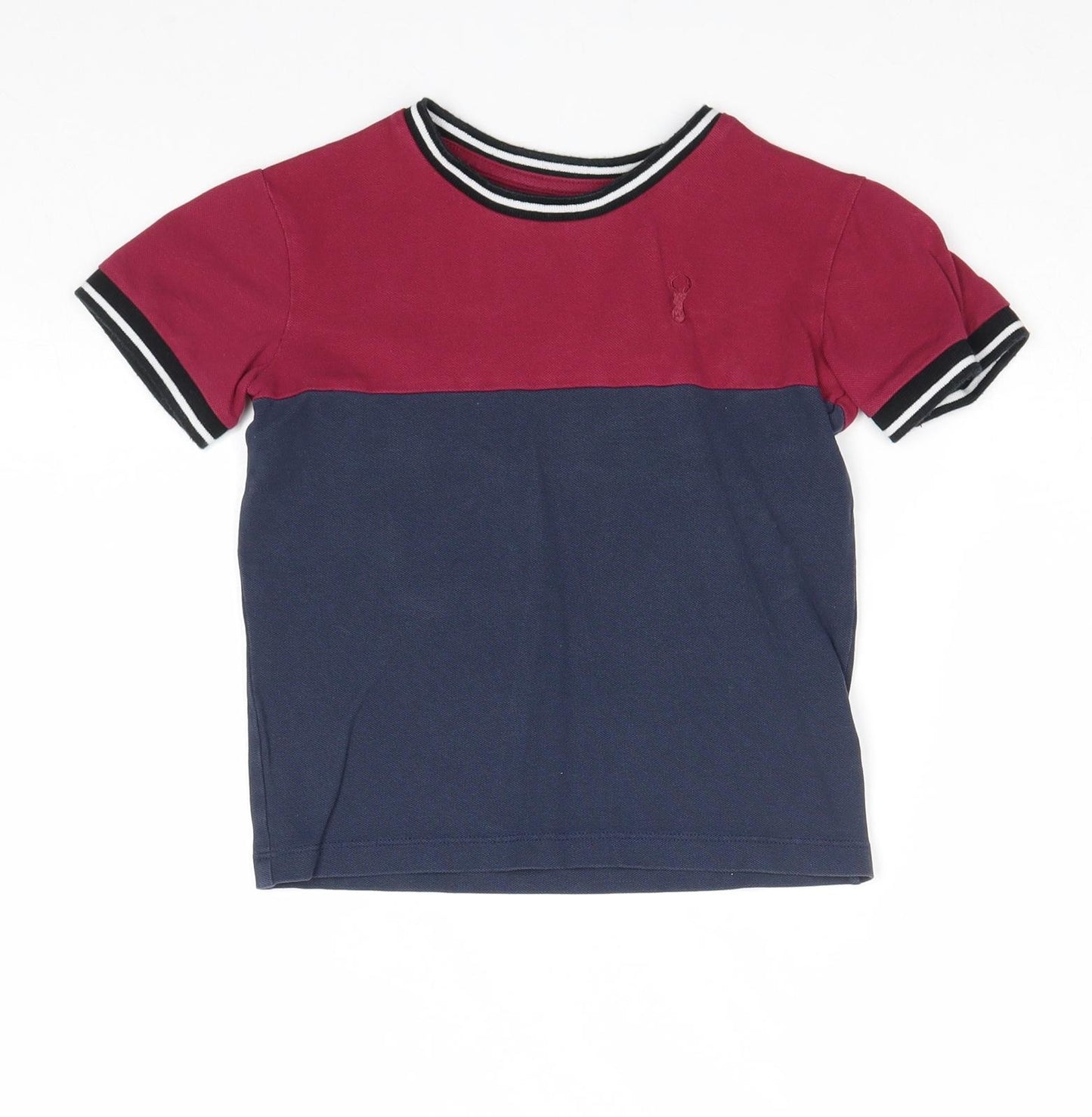 NEXT Boys Blue Cotton Basic T-Shirt Size 3 Years Round Neck Button