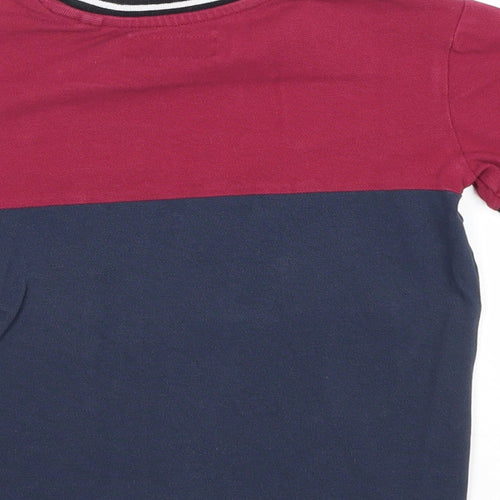 NEXT Boys Blue Cotton Basic T-Shirt Size 3 Years Round Neck Button