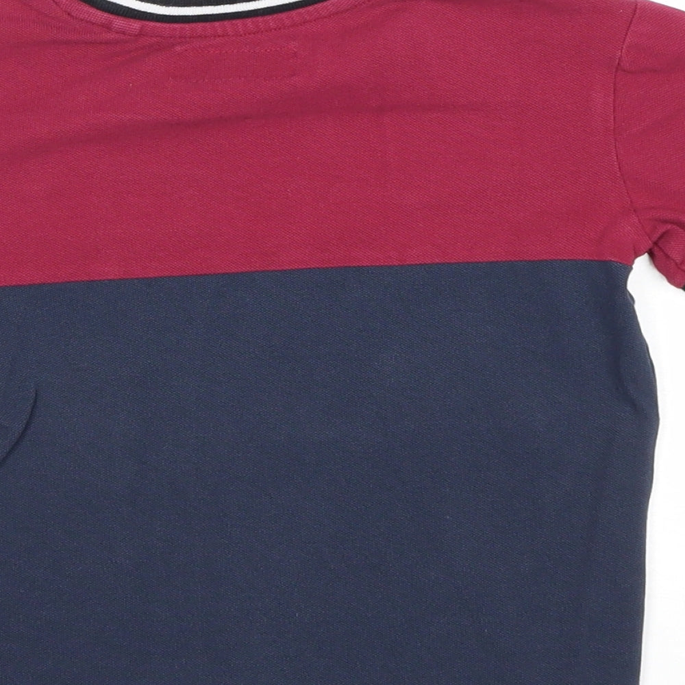 NEXT Boys Blue Cotton Basic T-Shirt Size 3 Years Round Neck Button