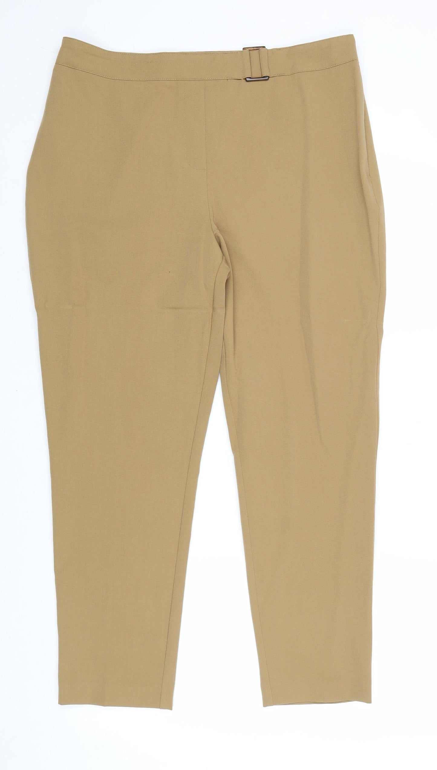 F&F Womens Brown Polyester Trousers Size 14 Regular Zip