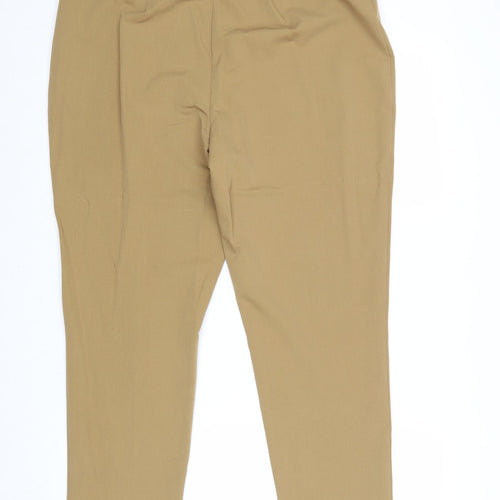 F&F Womens Brown Polyester Trousers Size 14 Regular Zip