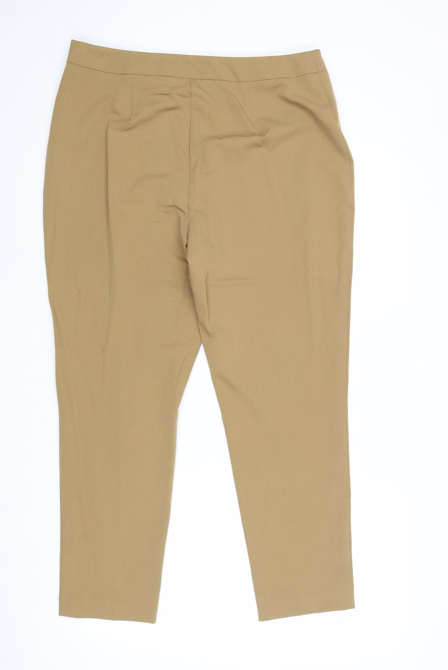 F&F Womens Brown Polyester Trousers Size 14 Regular Zip