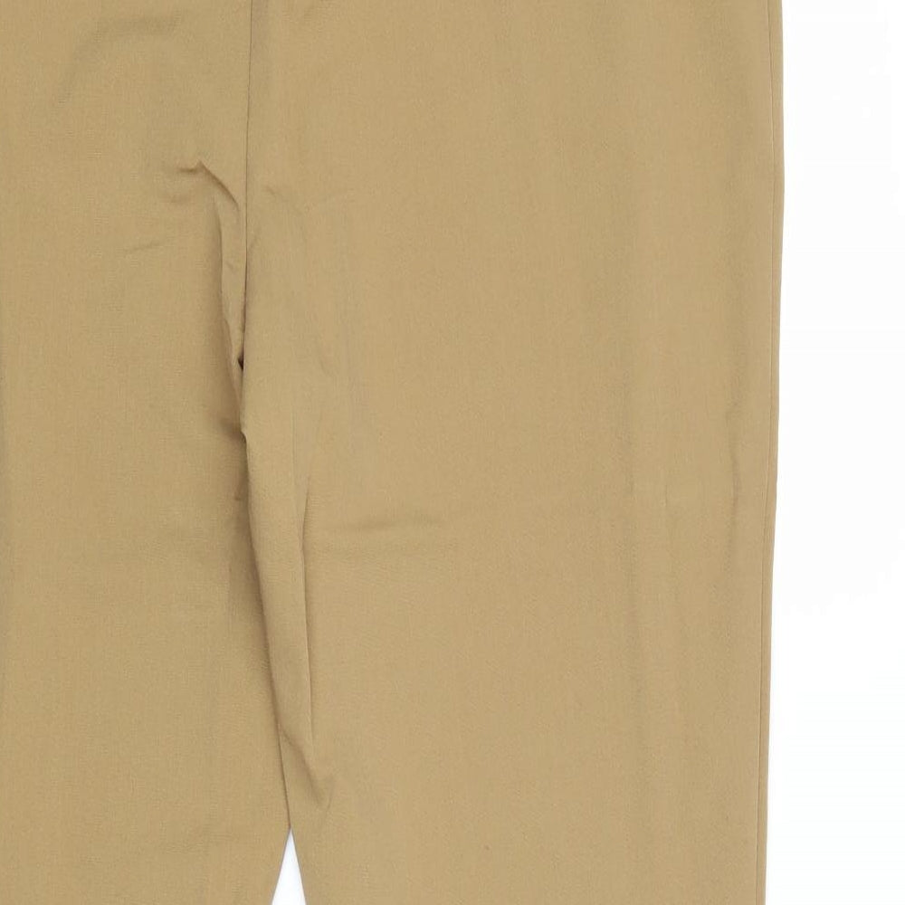F&F Womens Brown Polyester Trousers Size 14 Regular Zip