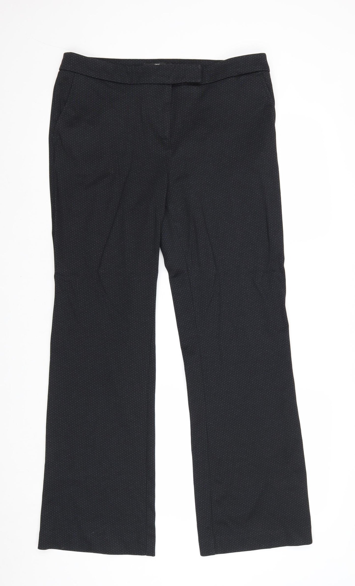 NEXT Womens Black Geometric Polyester Trousers Size 14 Regular Zip