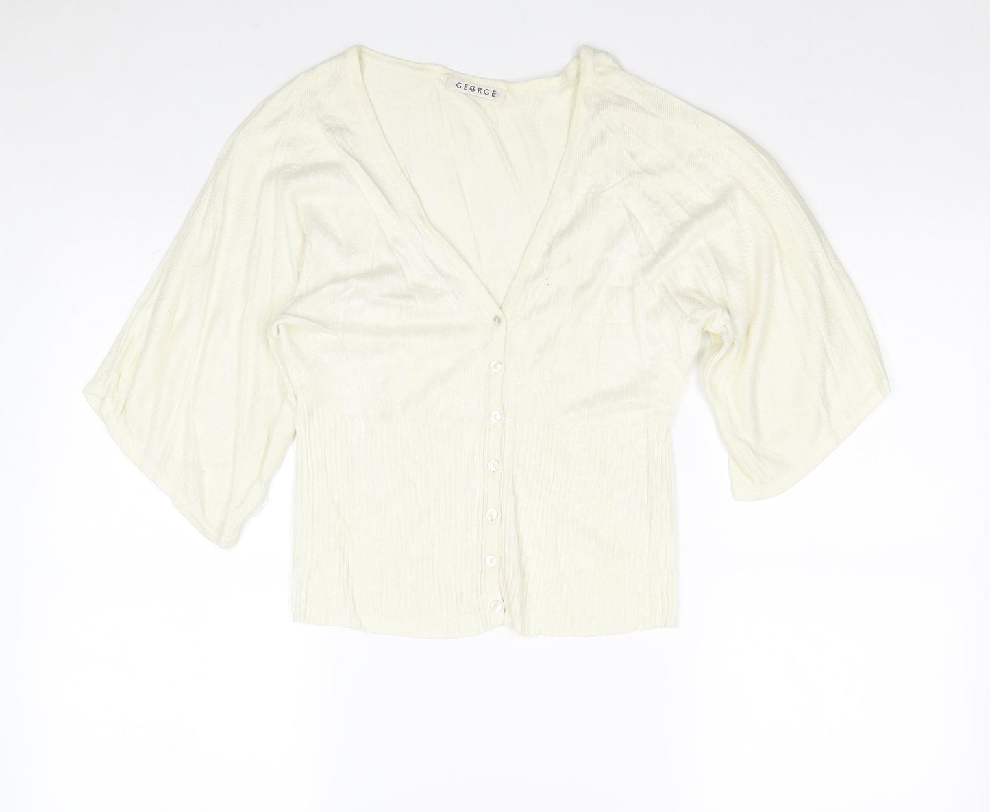 George Womens Ivory V-Neck Viscose Cardigan Jumper Size 12