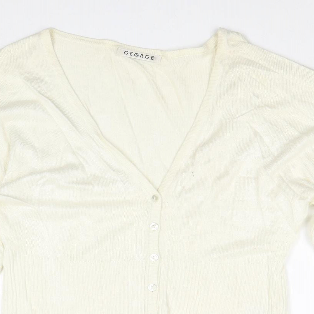 George Womens Ivory V-Neck Viscose Cardigan Jumper Size 12