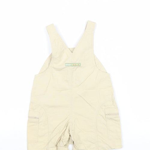 George Boys Beige 100% Cotton Dungaree One-Piece Size 6-9 Months Buckle