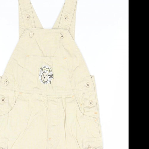 George Boys Beige 100% Cotton Dungaree One-Piece Size 6-9 Months Buckle