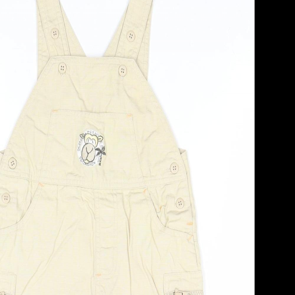 George Boys Beige 100% Cotton Dungaree One-Piece Size 6-9 Months Buckle