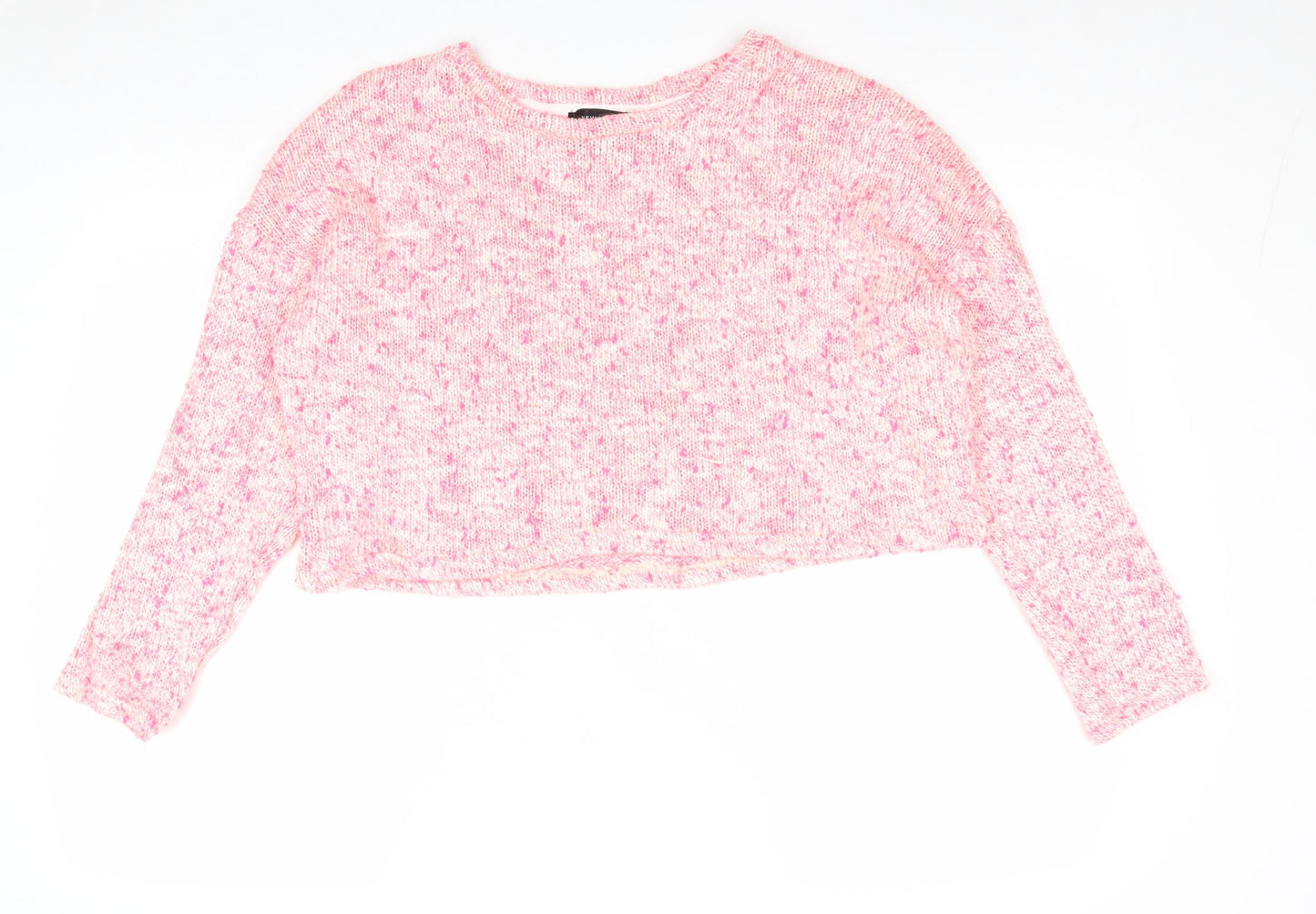 New Look Womens Pink Boat Neck Acrylic Pullover Jumper Size L