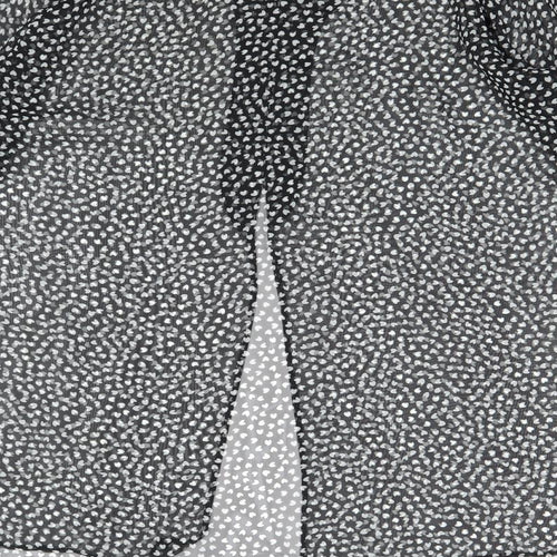 Topshop Womens Black Geometric Polyester Basic Button-Up Size 10 Round Neck - Hearts