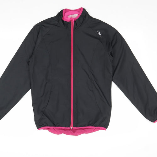 Crane Womens Black Windbreaker Jacket Size S Zip