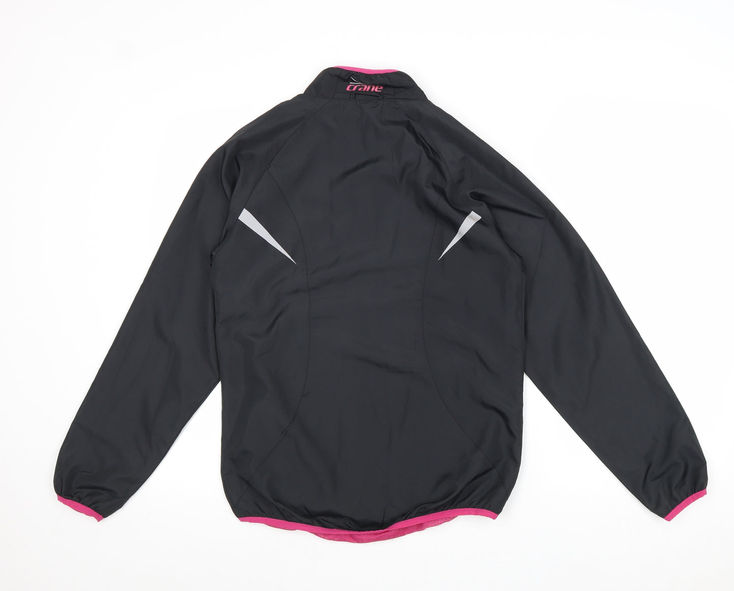 Crane Womens Black Windbreaker Jacket Size S Zip