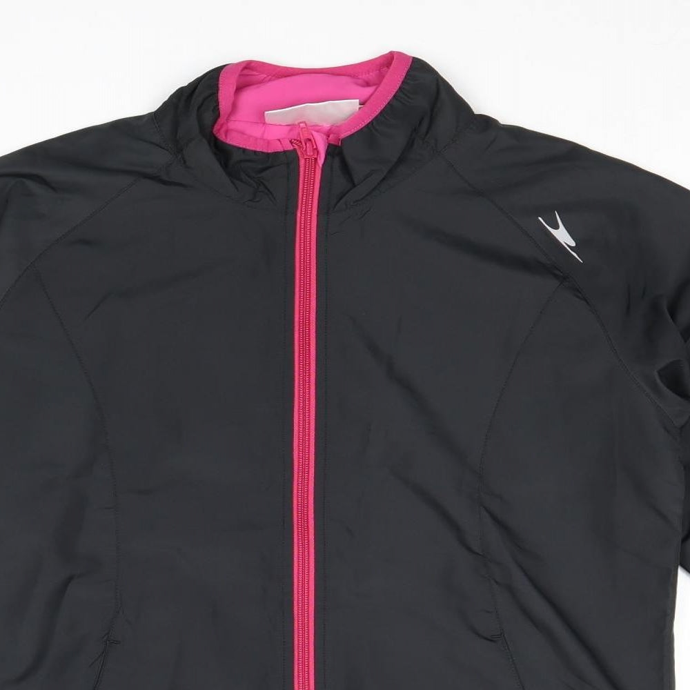 Crane Womens Black Windbreaker Jacket Size S Zip