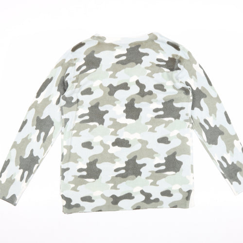 Marks and Spencer Womens Green Boat Neck Camouflage Acrylic Pullover Jumper Size 10